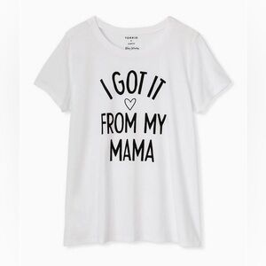 Torrid Got It From My Mama White Slim Fit Crew Tee